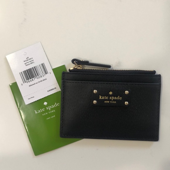 kate spade Accessories - NWT Kate Spade Card Case in Black and Gold